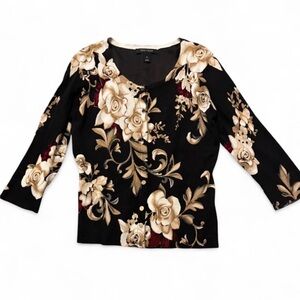 White House l Black Markst Floral Black and Gold Women's Top S
